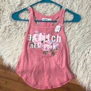small abercrombie pink graphic logo floral tank